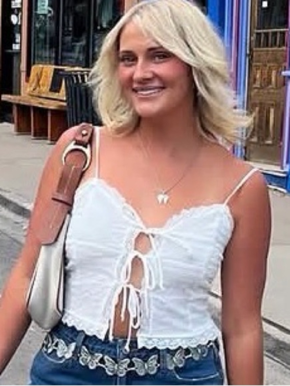 White Lace Tie-Front Crop Top
